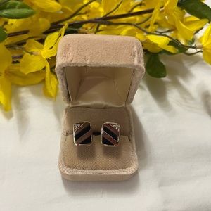 Men’s 14KP Onyx Diamond Cuff Links New